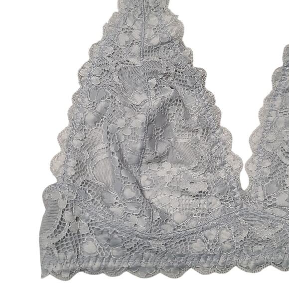 Free People Intimately Floral Lace Wireless Halter Bralette Large Gray NWT - Picture 3 of 4